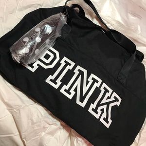 PINK DUFFLE BAG AND WATER BOTTLE